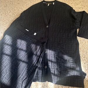Fendi Black Textured Knit Set